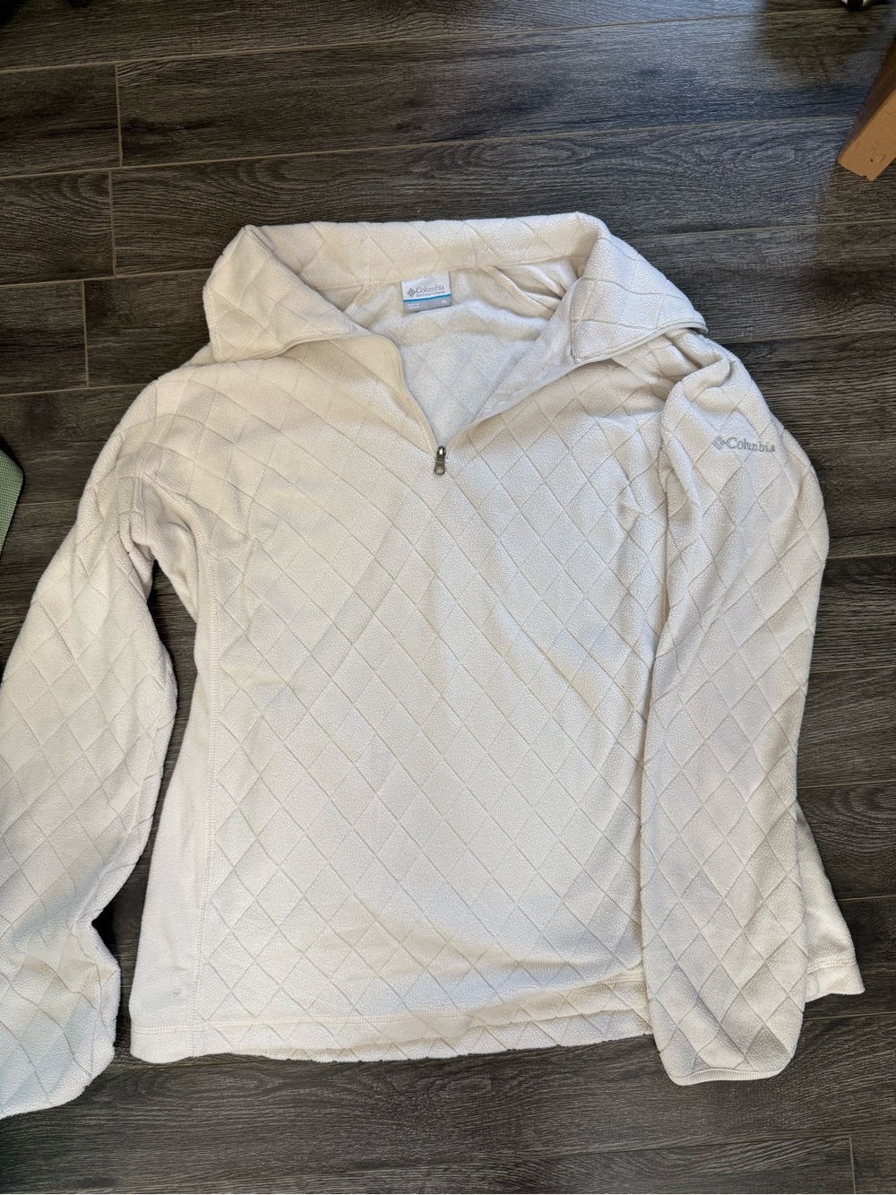 Columbia Cream Diamond-Quilt Quarter-Zip Pullover